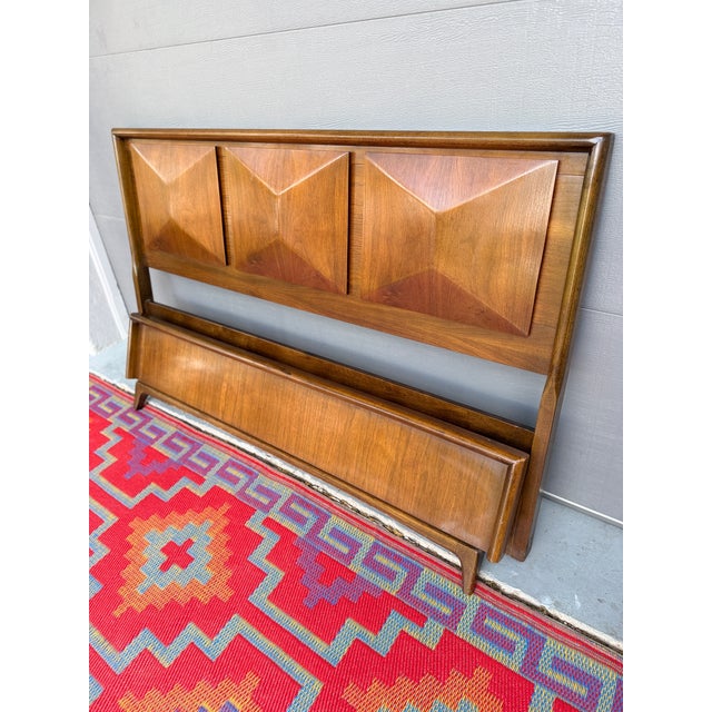 1960s 1960s Diamond Front Queen / Full Bed Frame / Headboard For Sale - Image 5 of 7