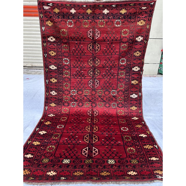 Red Antique Ersari Turkmen Hand-Knotted Wool Rug - 7'9" X 4'6" For Sale - Image 8 of 12