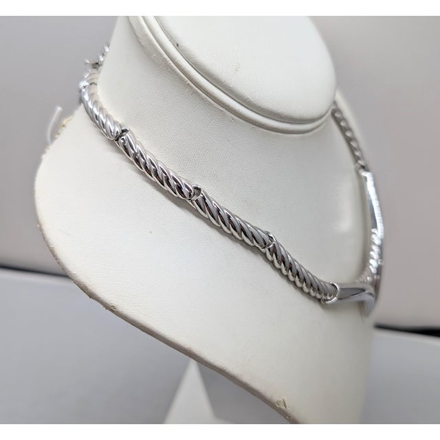 Vintage 1970s Signed Monet Rhodium Plated Tubular Necklace For Sale In Philadelphia - Image 6 of 11