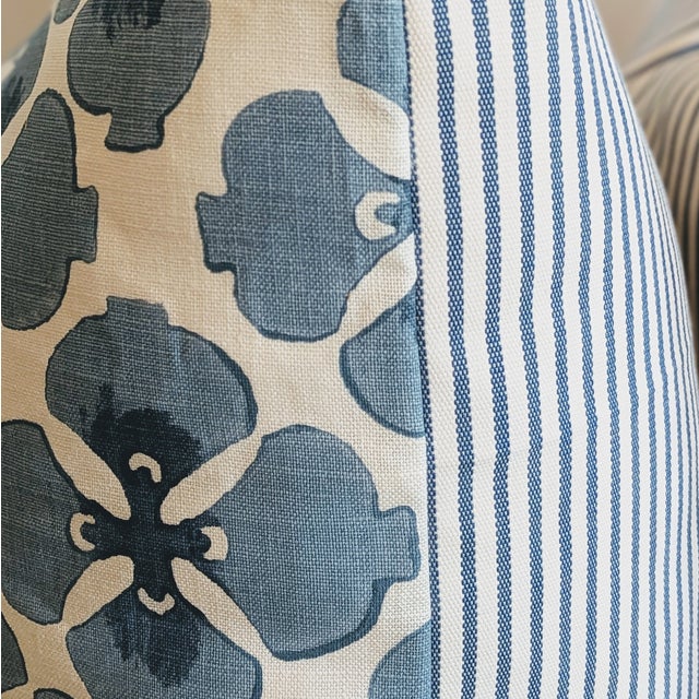 Galbraith & Paul Sakura Denim Pillows With Blue Striped Backs For Sale In Greensboro - Image 6 of 6