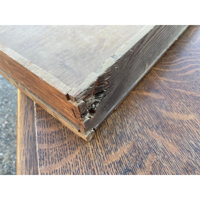 Brown Antique Oak Arts and Crafts Mission Library Table Wirh Twisted Legs Needs Restoration For Sale - Image 8 of 18