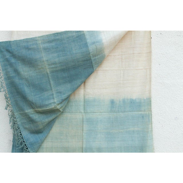 Coastal Organic Peace Silk Throw, Assam Blue Water For Sale - Image 3 of 5