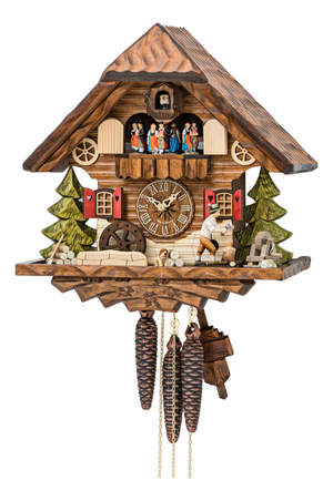 Black Forest Chalet Clock - Woodchopper & Dancing Couples