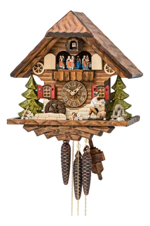 German Black Forest Folk Art Clock - Woodchopper & Dancing Couples