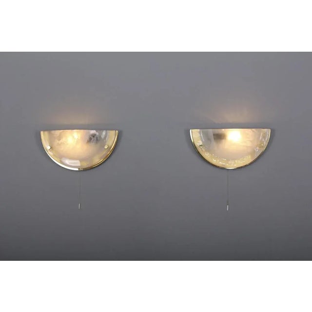 Mid-Century Modern Brass and Glass Demi-Lune Sconces, Set of 2 For Sale - Image 3 of 14
