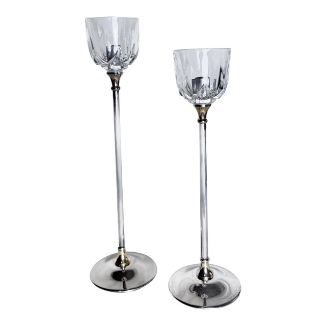 Vintage Silver Plate Stem Cordial Glasses With Silver Tone Bases – Set of 2 For Sale