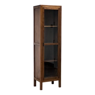 Narrow Bookshelf Cabinet + Glass Door For Sale