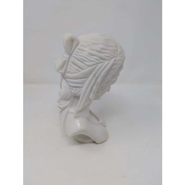 White Antique Italian "Bedouin Princess" Marble Bust: Orientalist Period For Sale - Image 8 of 11