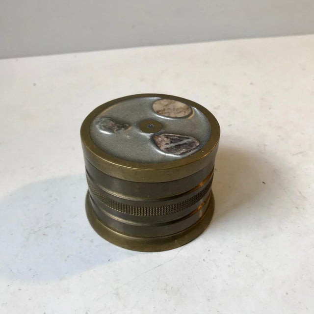 Scandinavian Bronze Trinket with Enamel Minerals Samples, 1950s For Sale - Image 9 of 9