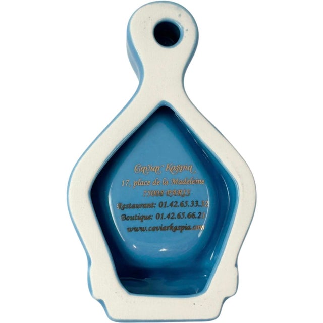 Late 20th Century Caviar Kaspia Paris Restaurant Blue Ceramic Ashtray For Sale - Image 5 of 11