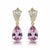 14k Yellow Gold Diamond and Natural Pink Topaz Dangle Earrings, A Pair For Sale - Image 10 of 11