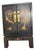 Vintage Chinoiserie Black Lacquer Cabinet Side Table — Hand-Painted Asian Landscape For Sale