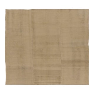 Rug & Kilim’s Contemporary Rez Kilim in Brown Textural Stripes For Sale
