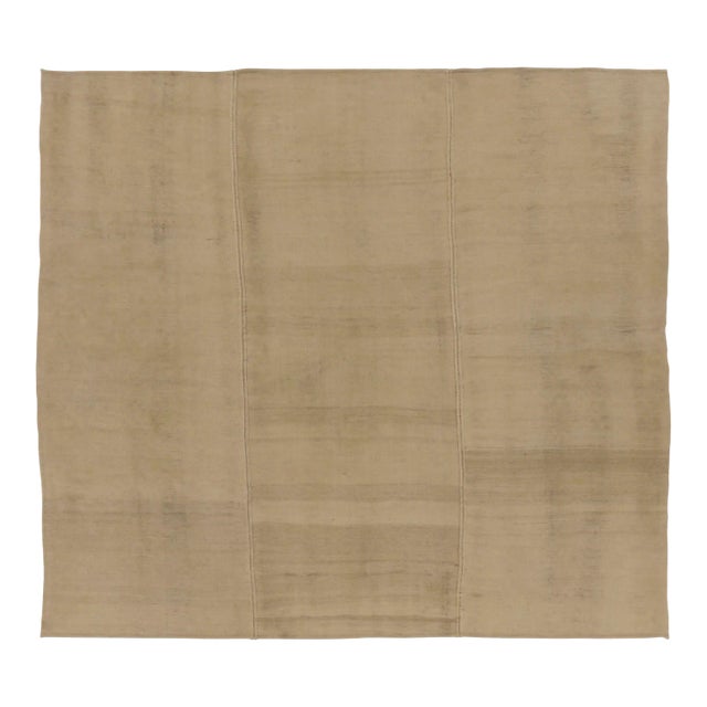Rug & Kilim’s Contemporary Rez Kilim in Brown Textural Stripes For Sale