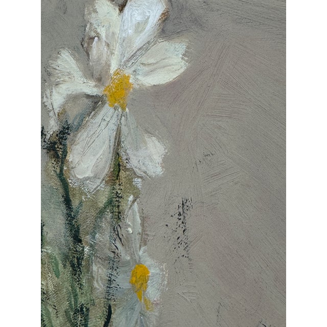 Beige Original Oil on Canvas Floral Art by Michelle Collins For Sale - Image 8 of 10