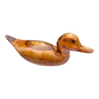 1984 Decoy Hand-Carved Signed California Butternut Wood "Ring Bill" Drake Duck For Sale
