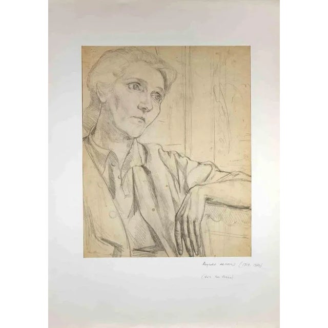 Portrait is a Pencil Drawing realized by Reynold Arnould (Le Havre 1919 - Parigi 1980). Good condition included a white...