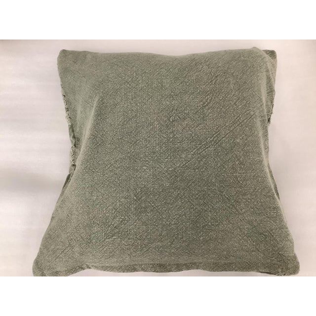 Light Green Floral Embroidered Sage Washed Velvet Decorative Pillow Cover For Sale - Image 8 of 8