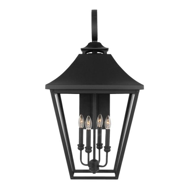 Sean Lavin by Visual Comfort Studio Galena 4-Light Outdoor Extra Large Lantern Sconce in Textured Black For Sale