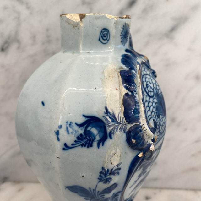 Antique Dutch Delft Blue and White Faience Vase For Sale - Image 10 of 16