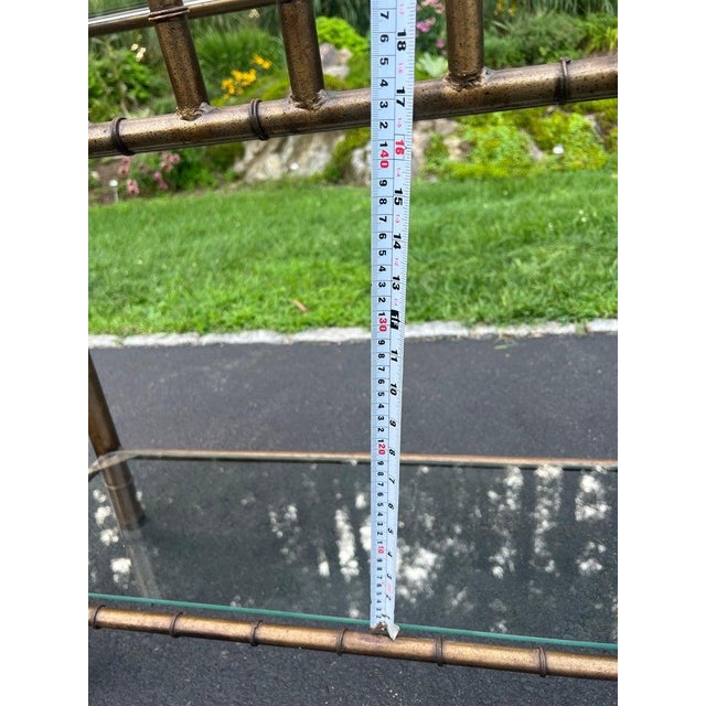 Faux Bamboo Bronze Metal and Glass Sofa Table For Sale - Image 17 of 18