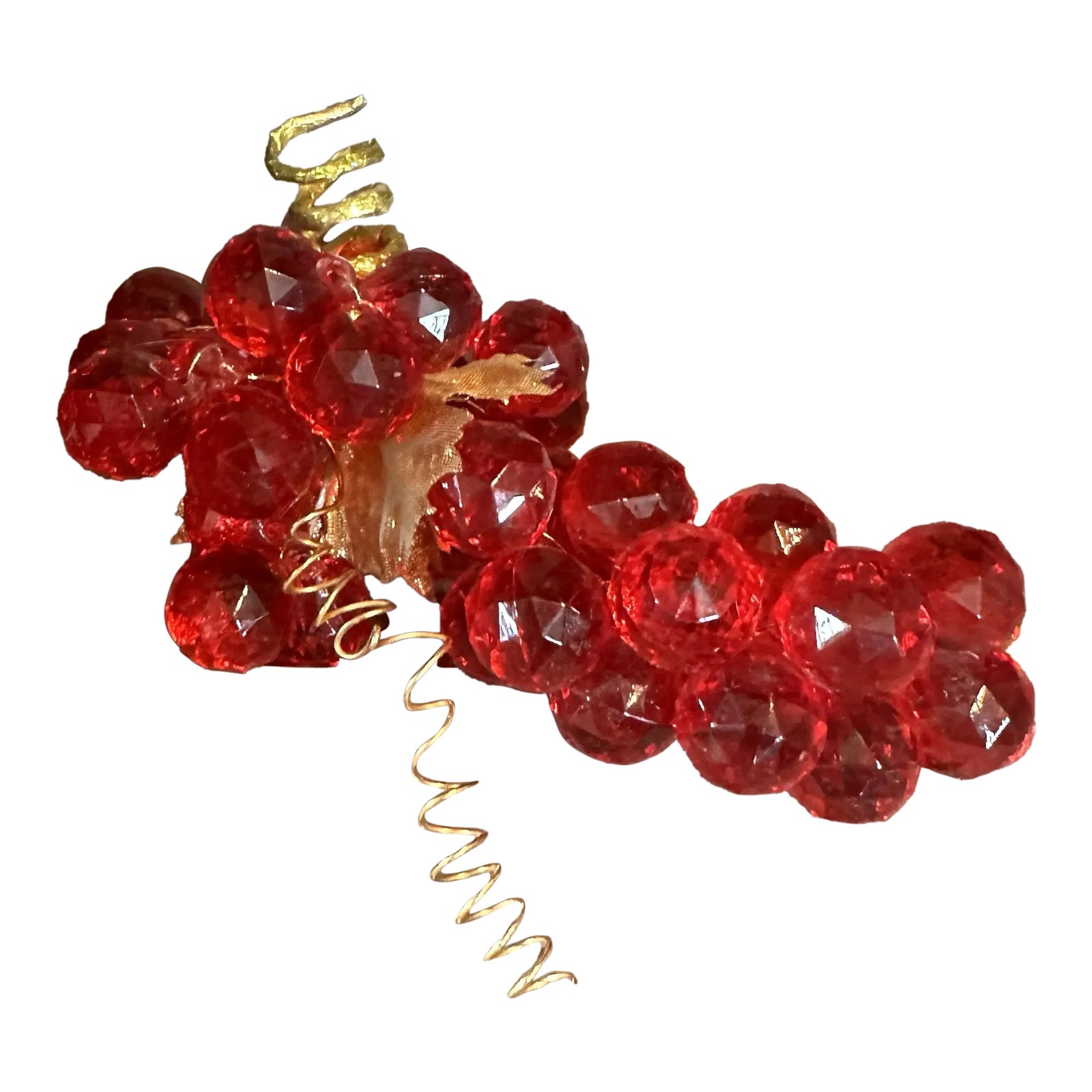 Vintage Mid-Century Ruby Red Faceted Lucite Grape Cluster Decor | Chairish