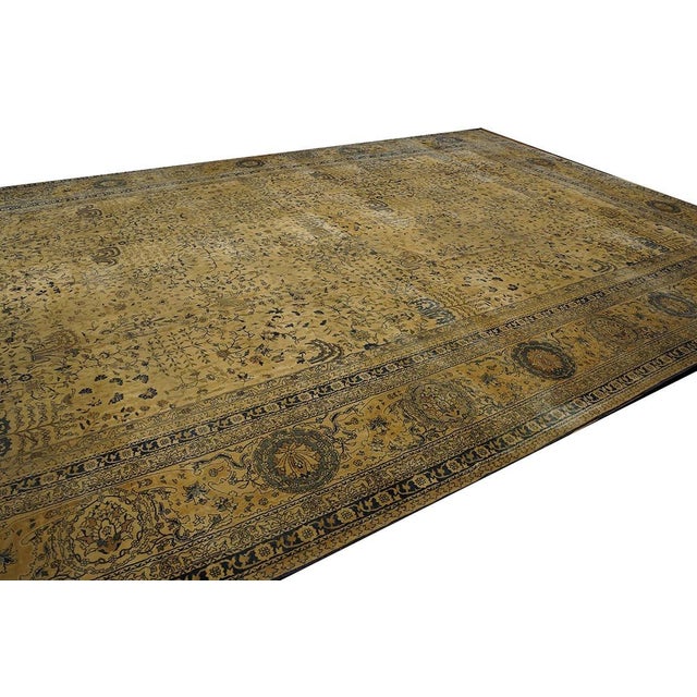Textile Extraordinary Beige Background Color With Delicate Details Floral Design Antique Indian Lahore Rug For Sale - Image 7 of 8