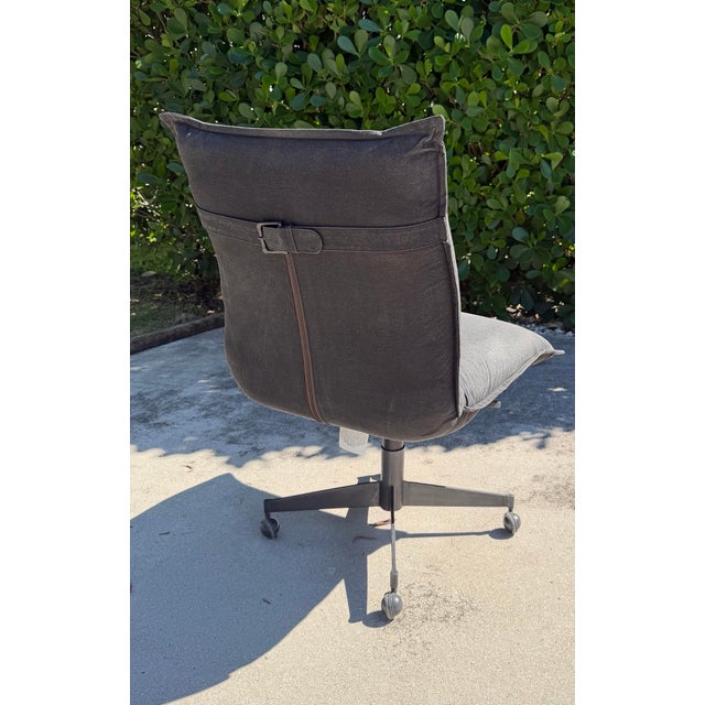 Early 21st Century Restoration Hardware Distressed Canvas Swivel Desk Chairs, Set of 3 For Sale - Image 5 of 13