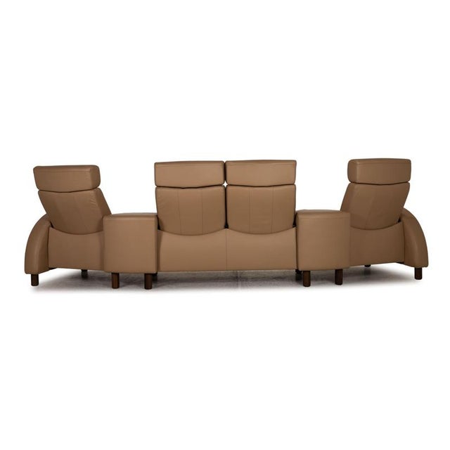 Arion Leather Sofa Beige Four Seater Couch from Stressless For Sale - Image 12 of 14
