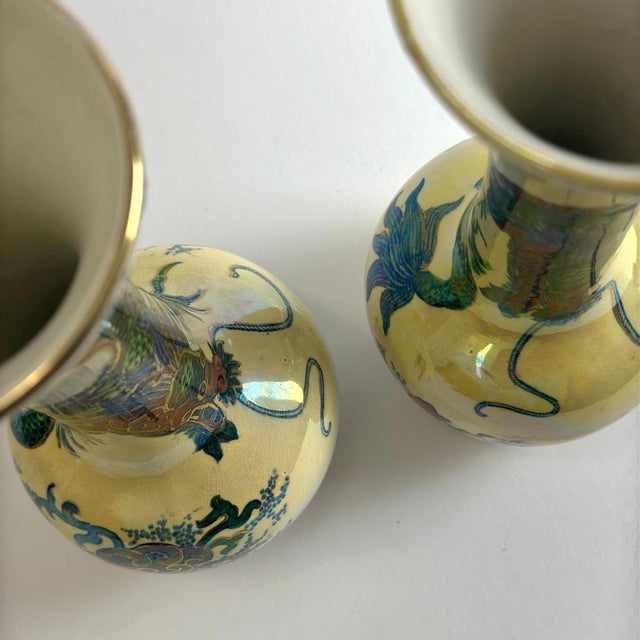 Ceramic Vintage Dragon Vases by Frederick Rhead for Bursley Ware, 1930s, Set of 2 For Sale - Image 7 of 11