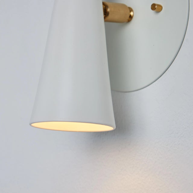 'Lupita' Sconces in White & Brass by Alvaro Benitez - a Pair For Sale - Image 12 of 13