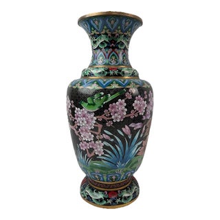 Monumental Chinese Cloisonne Enamel Vase For Sale