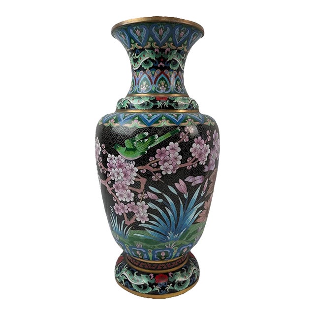 Monumental Chinese Cloisonne Enamel Vase For Sale