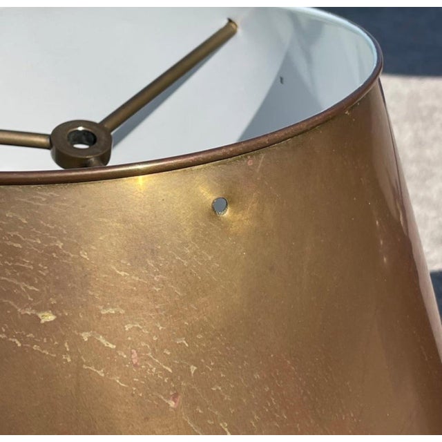 Late 20th Century Visual Comforts Patinated Bronze Neo Classical Empire Brass Shade Table Lamps, a Pair For Sale - Image 5 of 9