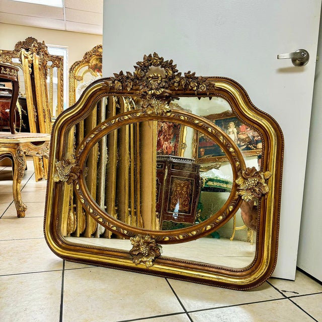 Baroque Style Vintage Gold-Copper Wall Mirror For Sale - Image 9 of 9