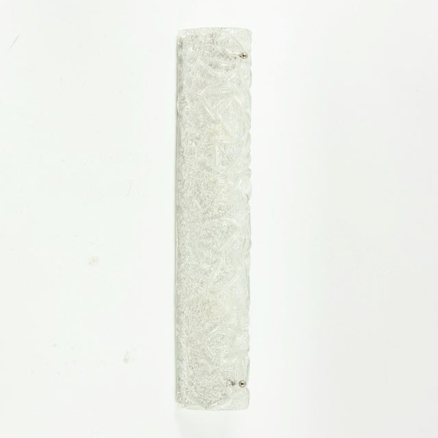 Stunning large tubular wall light from hillebrand (germany, 1970s). Transparent handcrafted murano ice glass shade and...