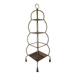 Vintage Italian Iron Rope Etagere With Tassel Feet 1980’s For Sale