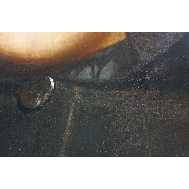 Late 20th Century J Paul Stevens Girl in Cloak Oval Portrait Oil Painting on Board 28" For Sale - Image 6 of 10