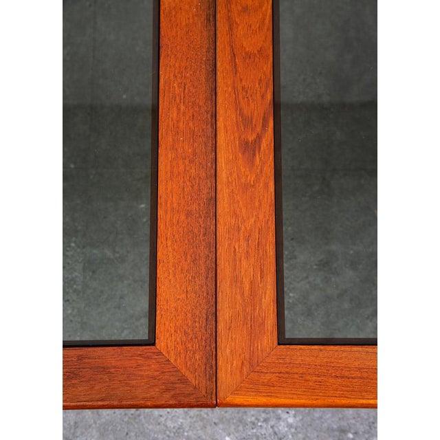 Mid Century Danish Modern Coffee Table Solid Teak Smoked Glass Komfort MCM 70s For Sale - Image 12 of 12