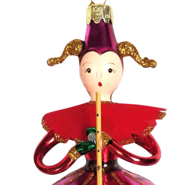 Artisan Crafted Blown Glass Female Jester With Crown Christmas Ornament For Sale - Image 4 of 9