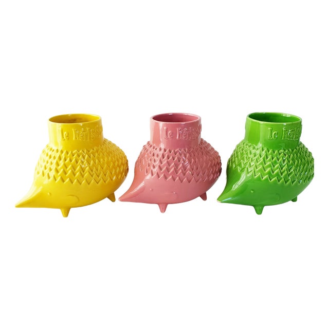 Vintage Ceramic Hedgehog Vases, 1960s, Set of 3 For Sale