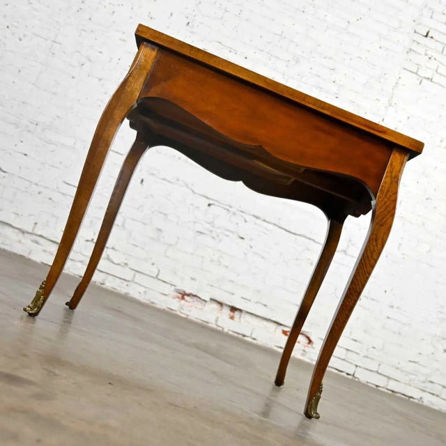 Vintage French Louis XV Style End Table With Brass Ormalu Details by Baker For Sale - Image 6 of 13