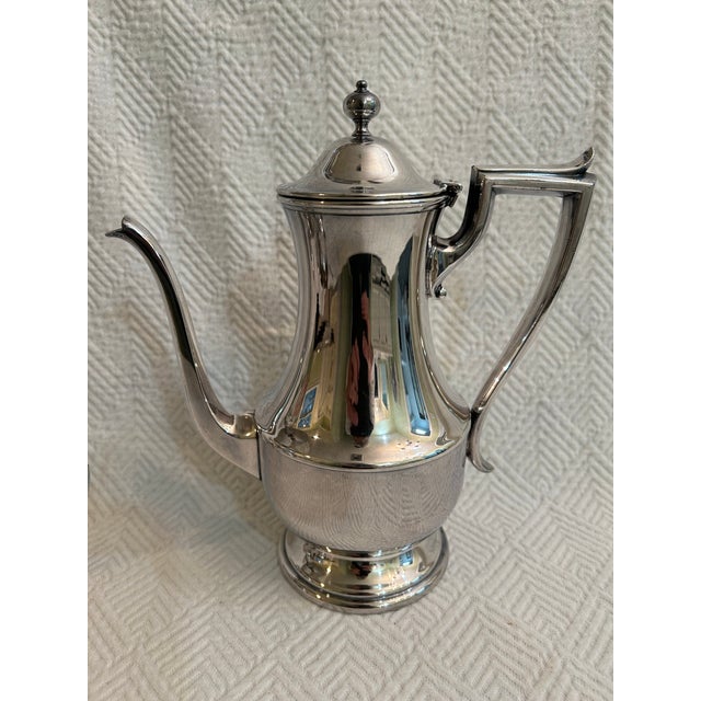 Art Deco Late 20th Century English Silver Mfg. Corp Silverplate Tea Service on Tray - a Set of 4 Pieces For Sale - Image 3 of 11