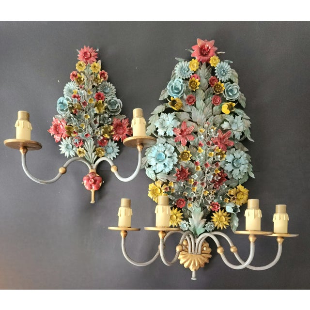 Baroque Large Vintage Gild Wall Lamp from CIANI Firenze, Italy, 1960s, Set of 3 For Sale - Image 3 of 18