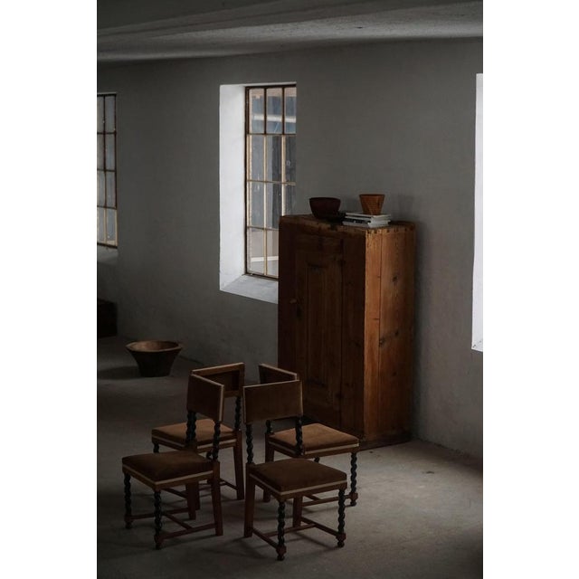 Swedish Grace Baroque Revival Chairs in Brown Velvet, 1940s, Set of 4 For Sale - Image 9 of 18