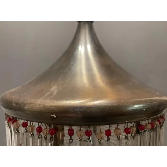 Glass Vintage Crystal Beaded Light Pendant, 1950s For Sale - Image 7 of 12