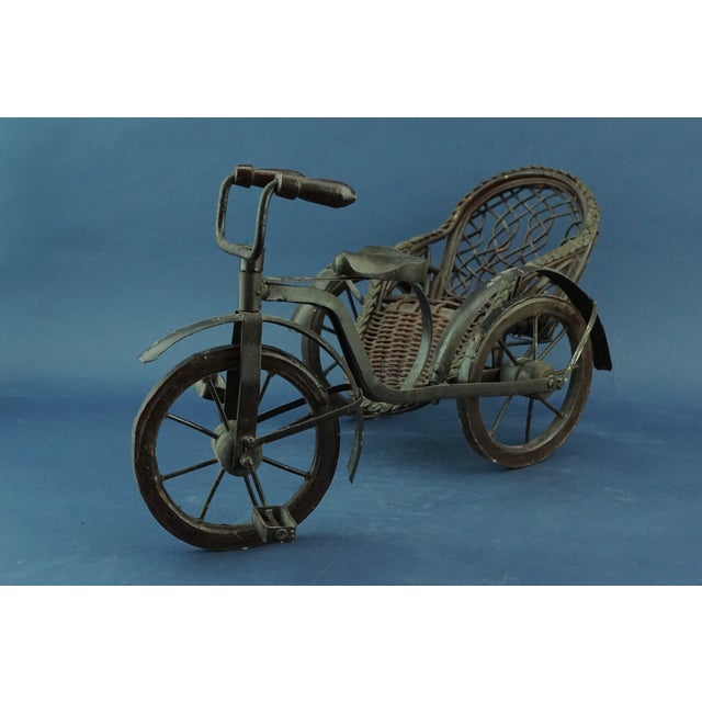 Large 19th Century Handmade Iron and Wicker Sidecar For Sale - Image 3 of 18