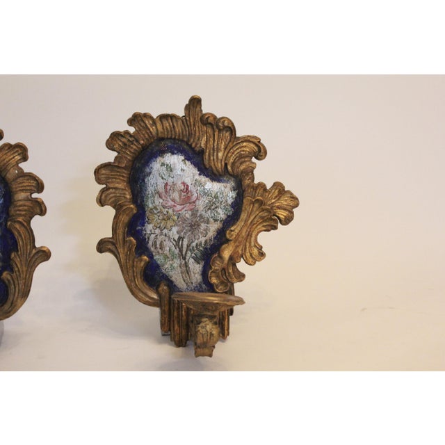 Baroque 19th Century Baroque-Style Blue and Silver Sconces - a Pair For Sale - Image 3 of 6