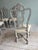 Late 19th Century Set of Eight Carved Italian Dining Chairs With Painted Wood Frames and Linen Upholstered Seats - Two Armchairs - Six Sidechairs For Sale - Image 5 of 12