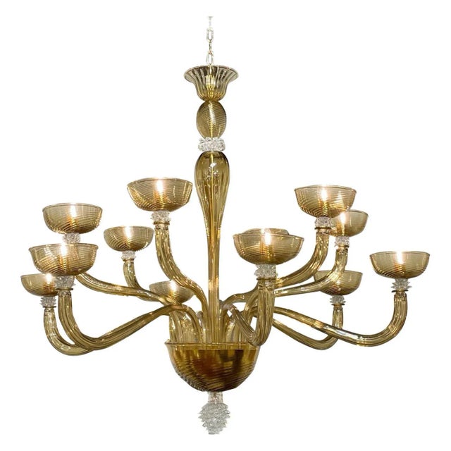 Modern Gold Murano Glass Chandelier with 12 Arms For Sale - Image 10 of 10